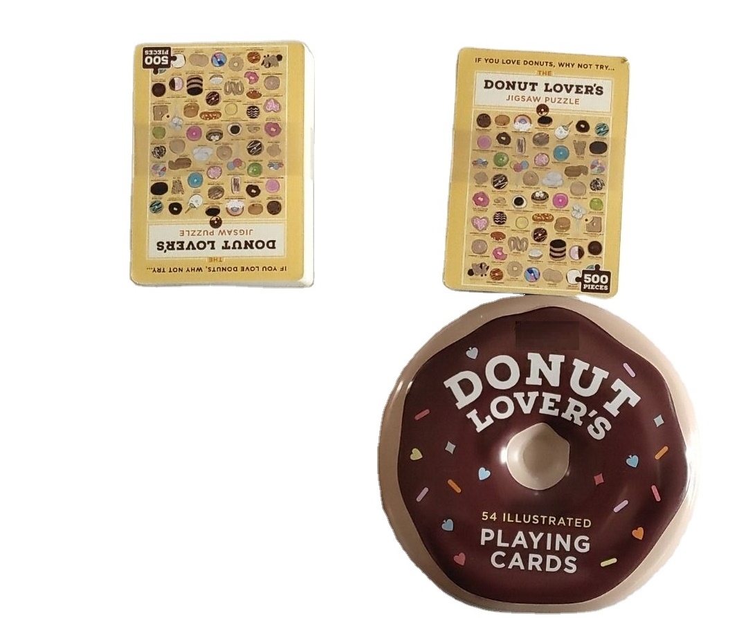 Playing Cards in a Donut Tin Box, Water Proof Plastic, Holographic, Foiling, Spot UV, Holo FSC Paper Eco Soy Ink Print