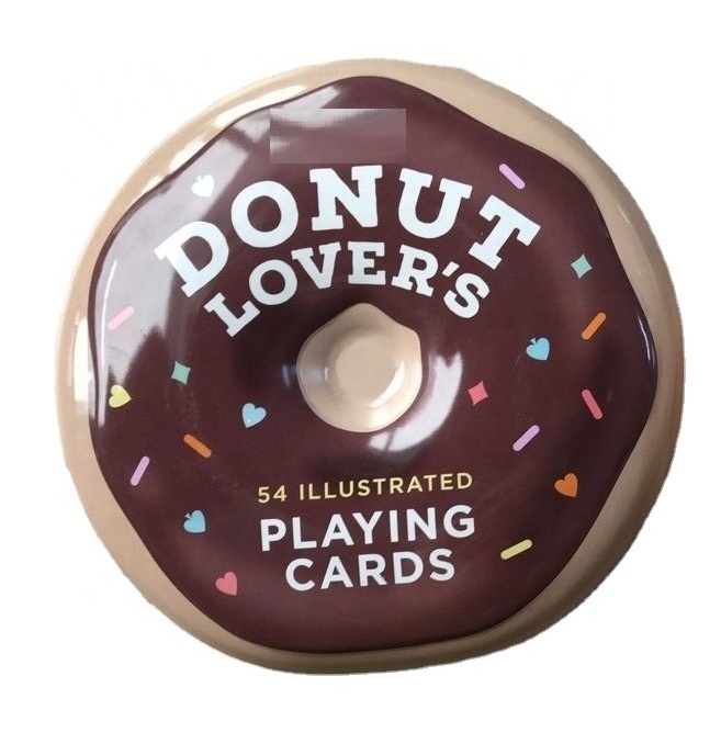 Playing Cards in a Donut Tin Box, Water Proof Plastic, Holographic, Foiling, Spot UV, Holo FSC Paper Eco Soy Ink Print