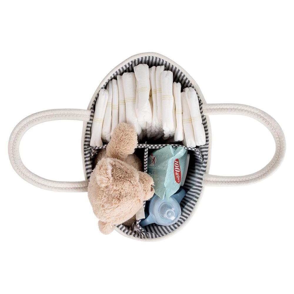 QJMAX Portable Cotton Rope Diaper Basket Large Nursery Storage Bin Custom Baby Caddy Diaper Organizer For Car Organizer