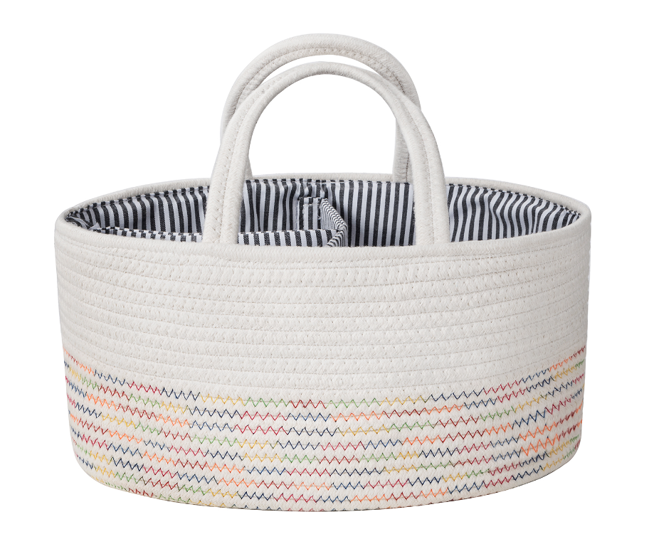 QJMAX Portable Cotton Rope Diaper Basket Large Nursery Storage Bin Custom Baby Caddy Diaper Organizer For Car Organizer