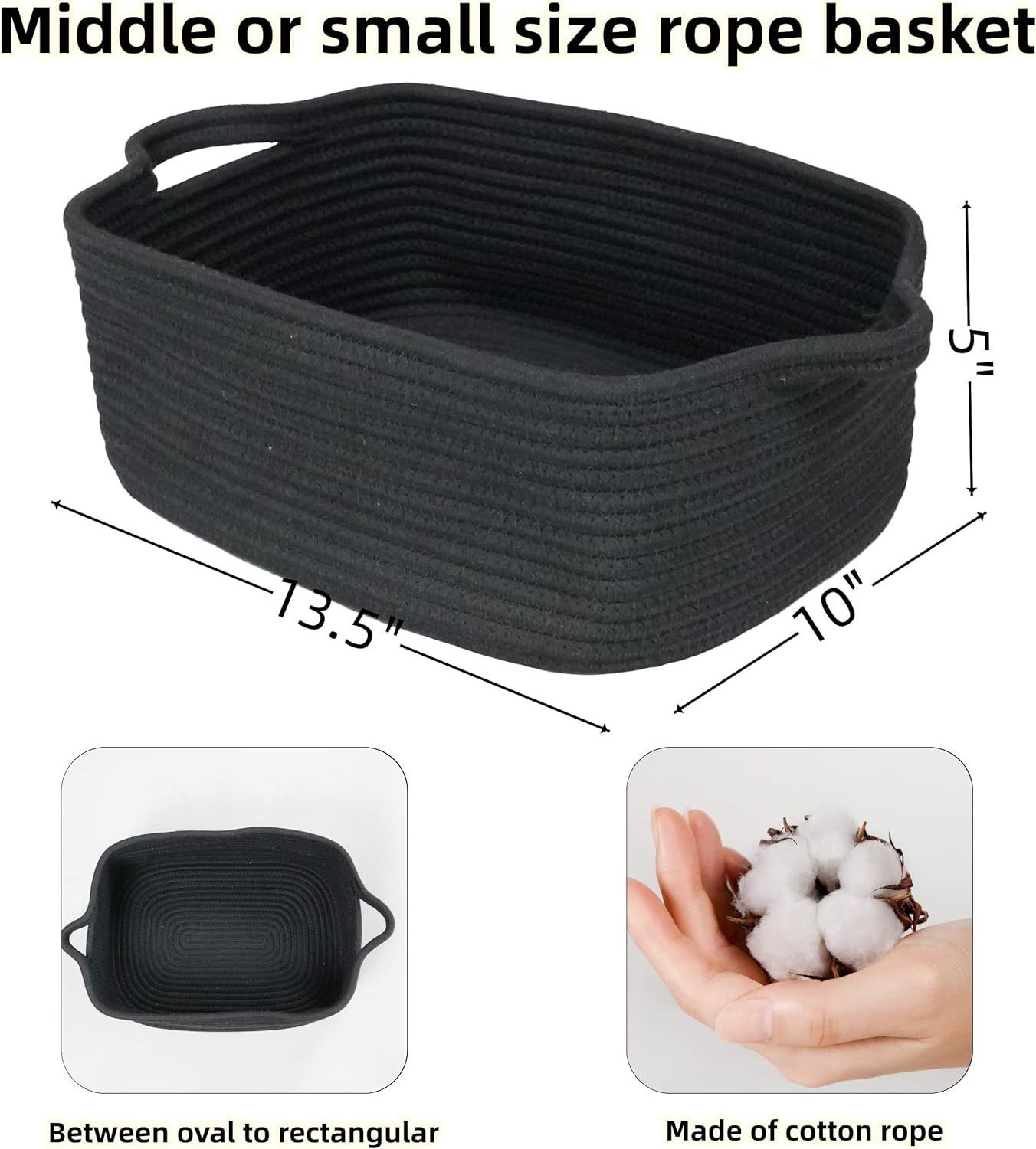 QJMAX High Quality Cat Dog Toy Basket - Cute Baskets for Gifts Empty Woven Rope Storage Baskets for Shelves