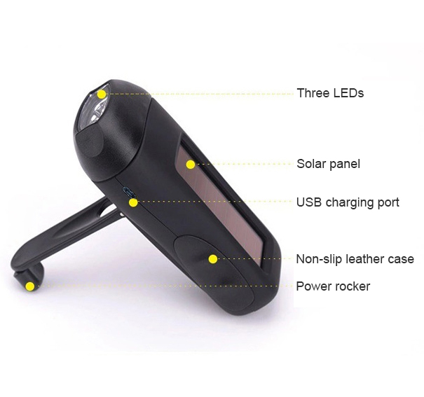 3 LED small portable hand crank torch light survival dynamo flashlight solar powered flashlight usb rechargeable led light