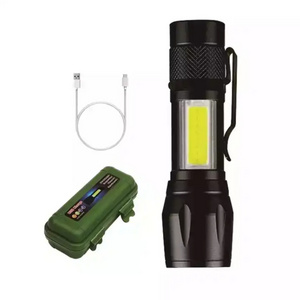 Portable Aluminum COB Li-Ion Battery Flashlight With Clip Led Rechargeable Tactical Flashlight For Camping