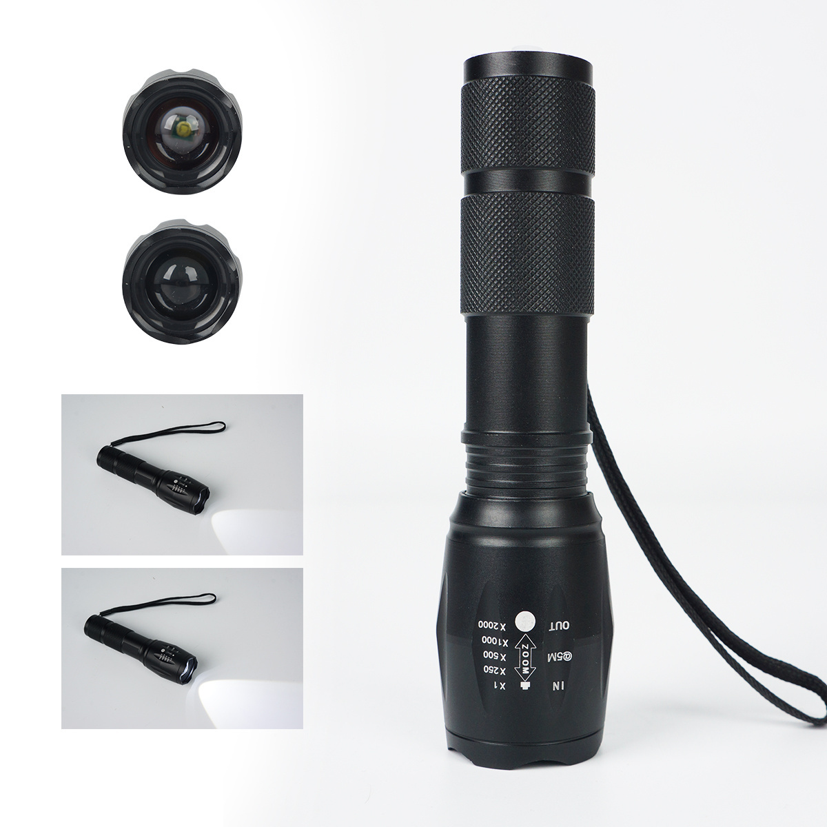 Strong  zoom mini flashlight, rechargeable, ultra bright, long-range LED waterproof searchlight