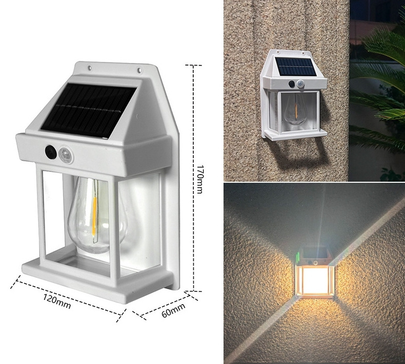 Solar outdoor wall lamp human body induction three mode tungsten wall lamp garden garden rain proof night light