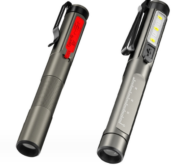 LED pen light with built-in TYPE-C charging clip, compact and portable UV purple light flashlight