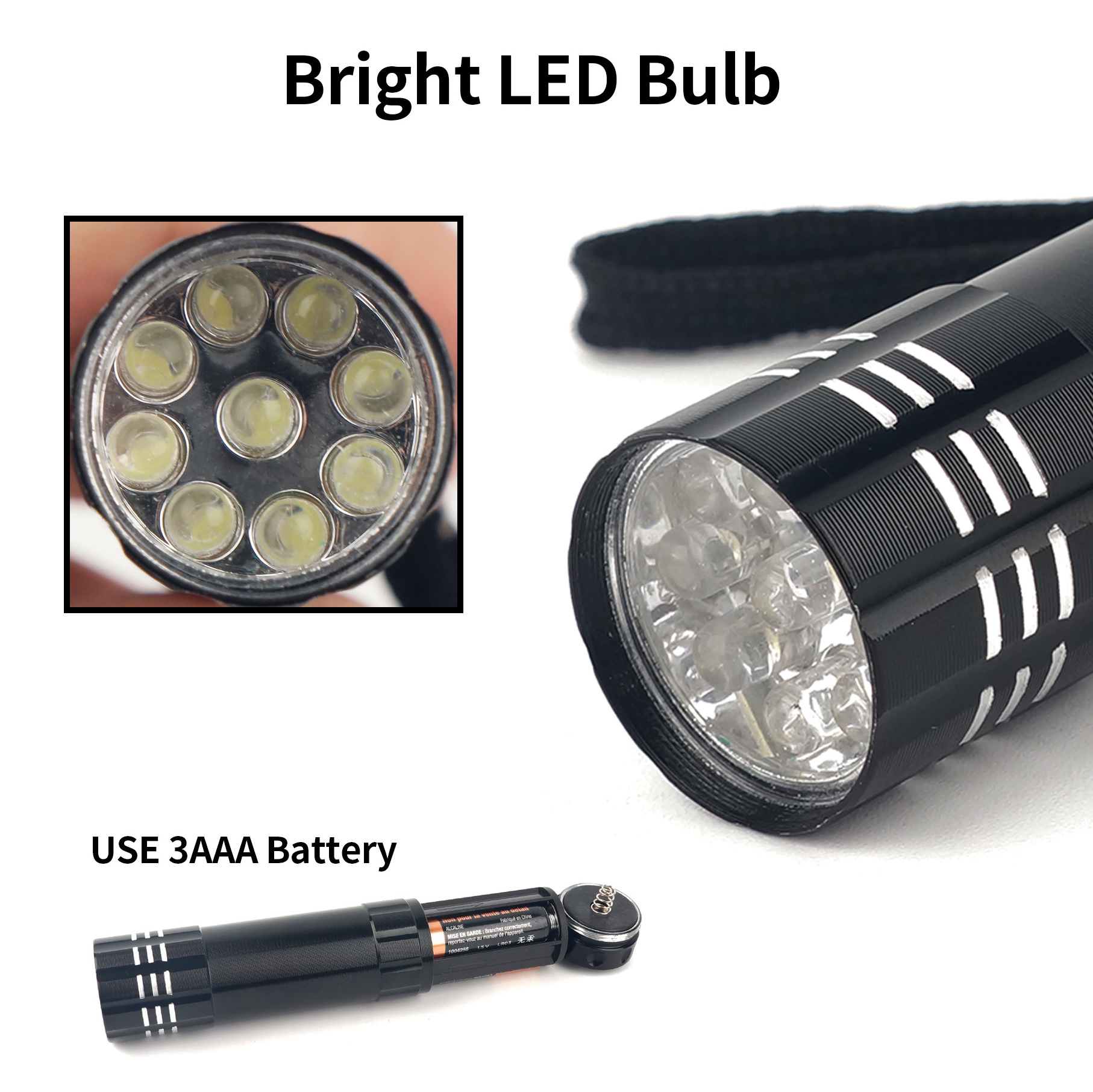 Aluminum Handheld Emergency 3 AAA Dry Battery Mini Portable LED Torch Light Flashlight For Camping