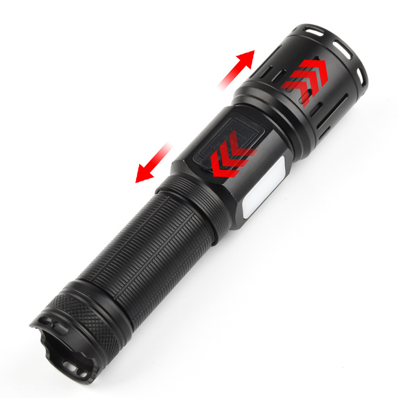 Popular white laser flashlight with COB side lights, multifunctional camping light, strong light detection flashlight