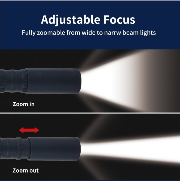 Zoom Aluminum Torch Light  Led Pen Light Batteries Black Nurse Flashlight With Clip