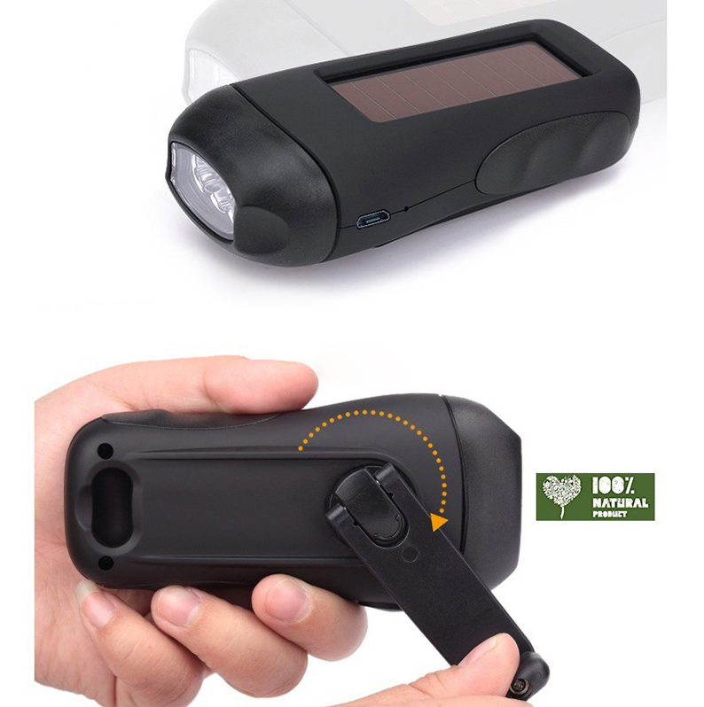 3 LED small portable hand crank torch light survival dynamo flashlight solar powered flashlight usb rechargeable led light