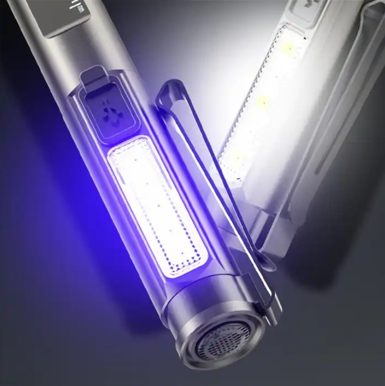 LED pen light with built-in TYPE-C charging clip, compact and portable UV purple light flashlight