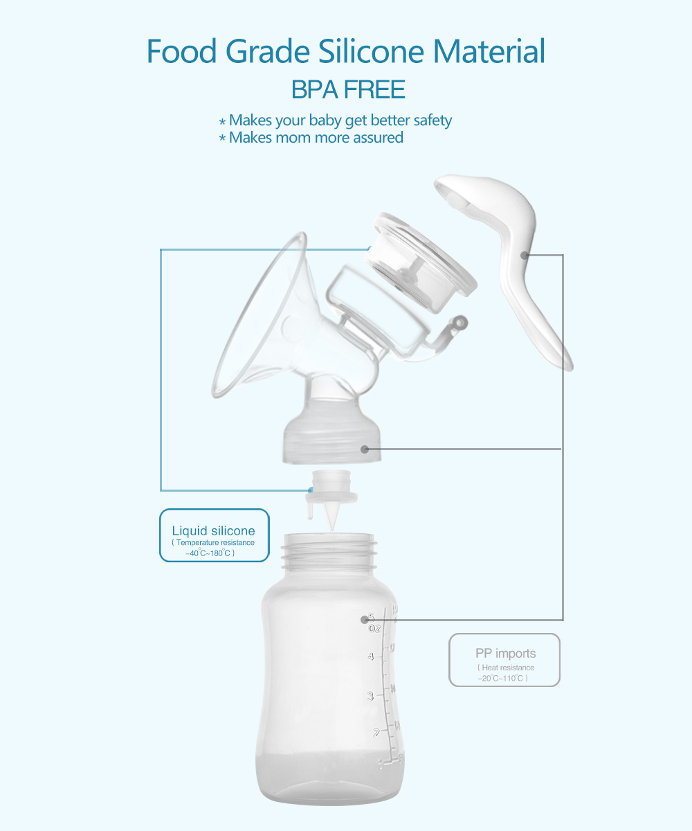 Wholesale and Wireless High Quality Baby Milk Silicone Manual Breast Pump Comfort Single Manual Breast Pump