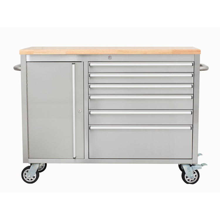 6 Drawer 48 Inch Garage Tools Storage Stainless Steel Rolling Metal Tool Box Chest