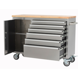 6 Drawer 48 Inch Garage Tools Storage Stainless Steel Rolling Metal Tool Box Chest