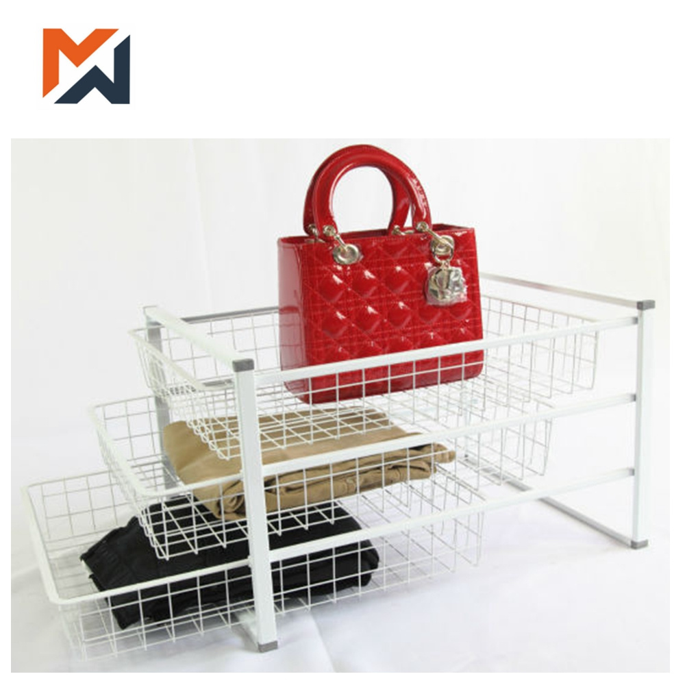 3-layer Metal Wire Mesh Sliding Pull Out Storage Baskets Drawers