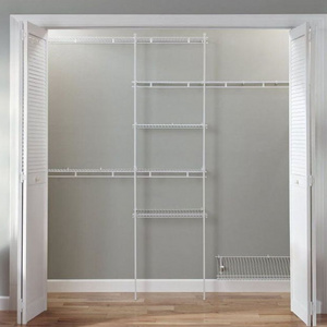 Portable Wall Mount Wardrobe Hanging Shelves Open Closet System Metal Closet Set For Bedroom