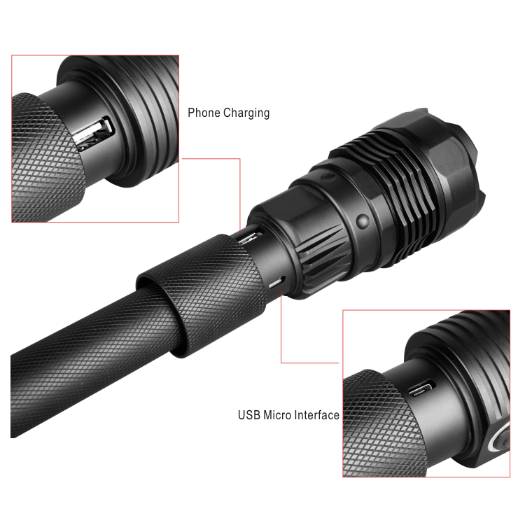 USB Rechargeable durable Aluminium LED torches light Flashlight