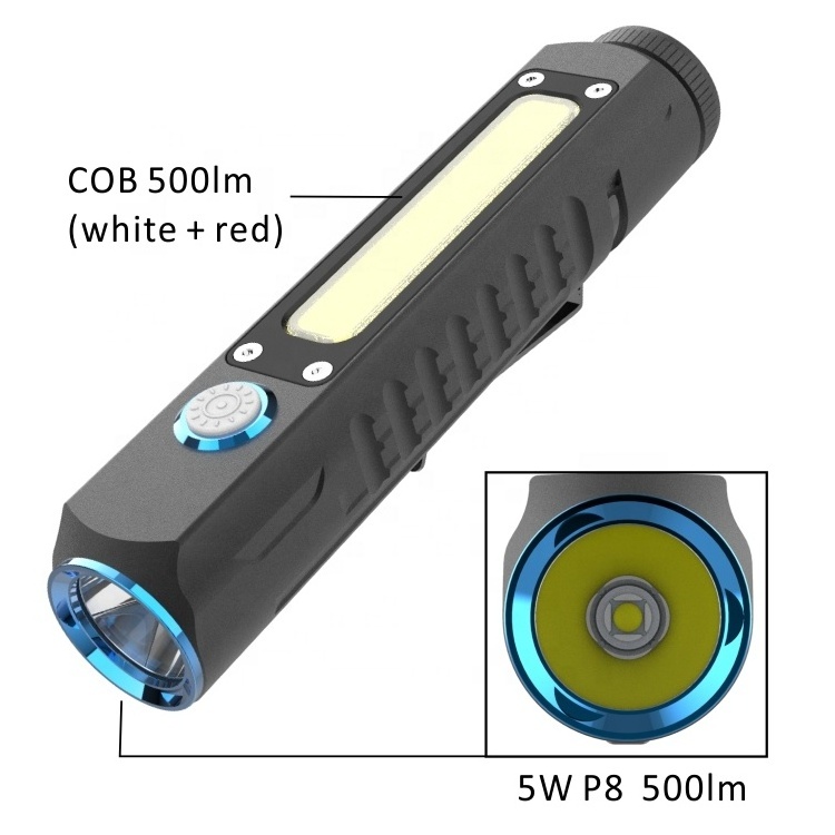 Rechargeable LED Mini Flashlight With Clamp