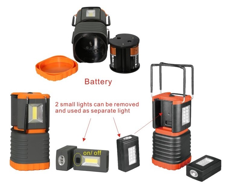 New Arrival outdoor waterproof portable ABS 360 degree lighting LED Camping latern flashlight