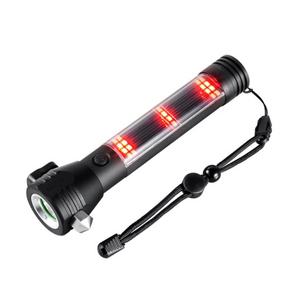 Rechargeable Emergency LED solar Torch Flashlight With Compass Hammer Belt Cutter power bank