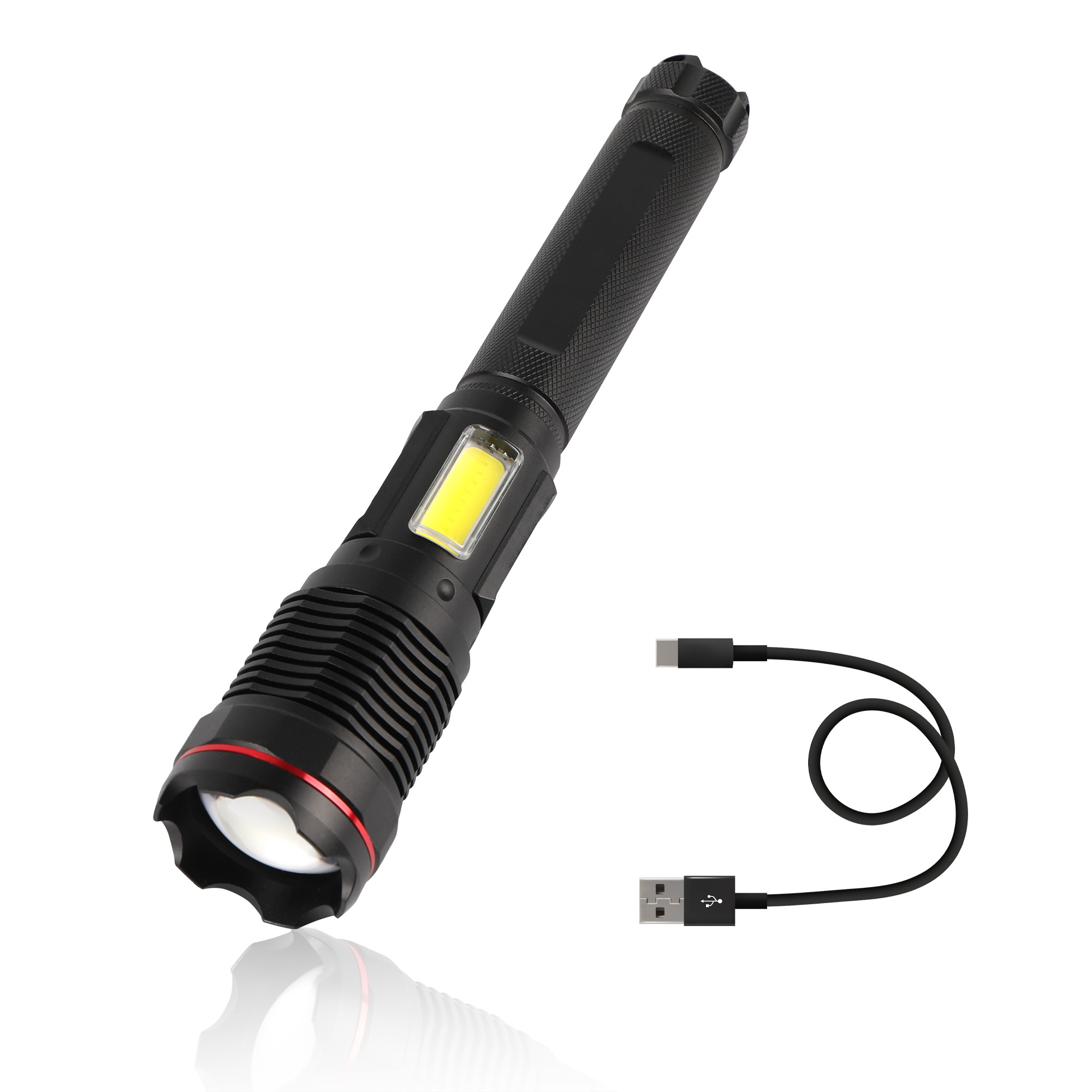 80W COB Sidelight, Super Bright 6000 Lumen Rechargeable LED Flashlight