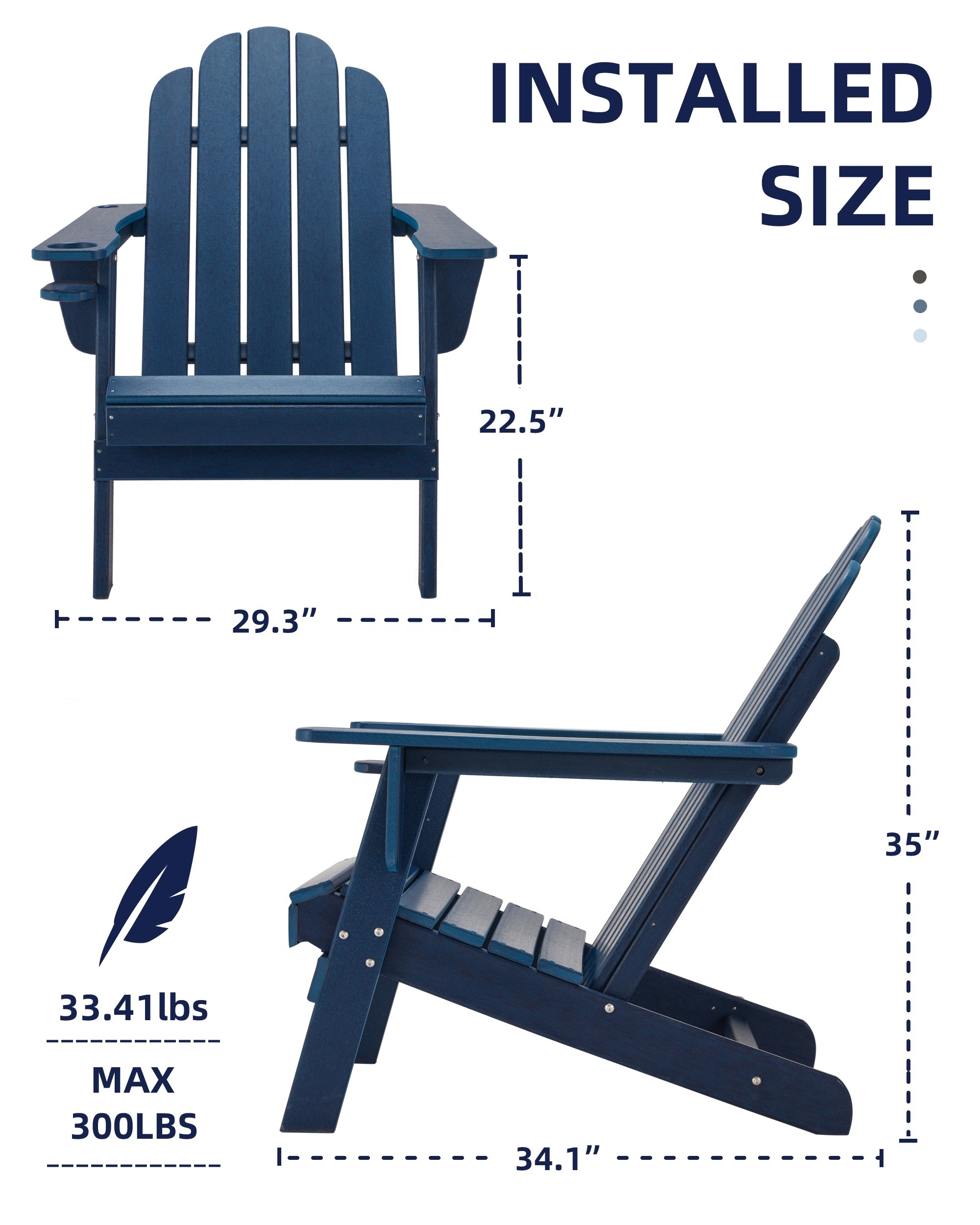 Popular Multifunctional Outdoor Furniture Wholesale All-weather And Recycled Outdoor HDPE Adirondack Chair For  Backyard