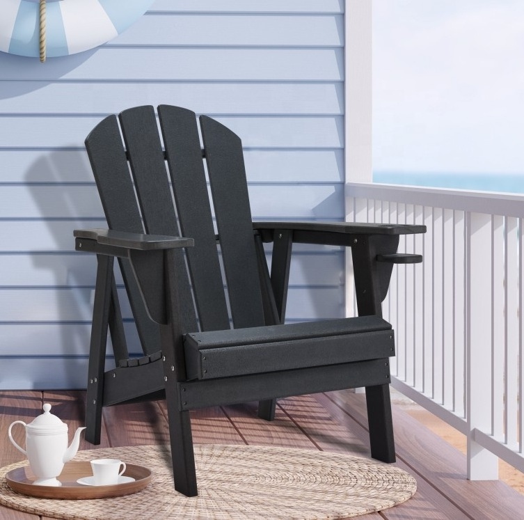 Hot Sale Waterproof Plastic Chair Leisure Garden Chair Long Lifetime Outdoor Black Adirondack Chair