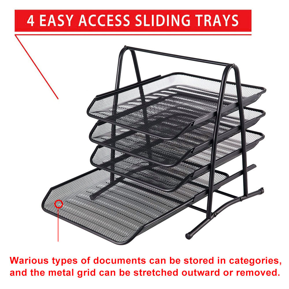 Wholesale Metal Wire Mesh 4 Tier Desk Organizer A4 Document Tray / File Tray