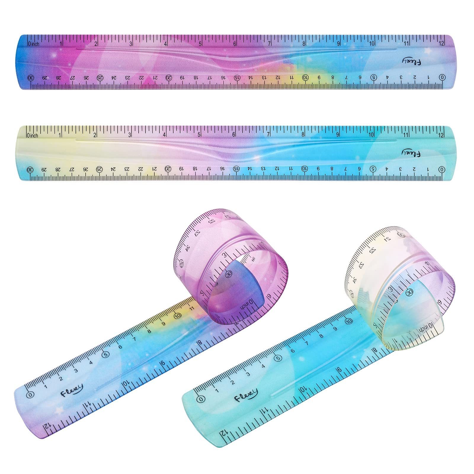 30cm Flexible Straight Pastel Shatterproof Ruler for Kids & Students Office Stationery Bendable Design for Comfort Durability