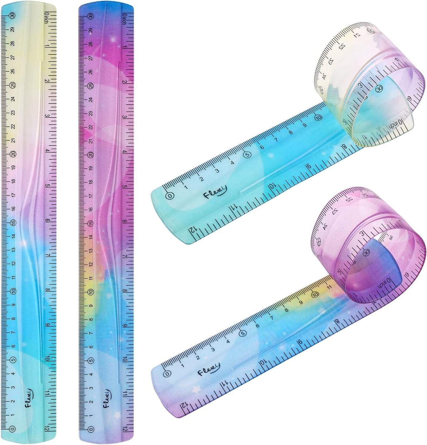 30cm Flexible Straight Pastel Shatterproof Ruler for Kids & Students Office Stationery Bendable Design for Comfort Durability