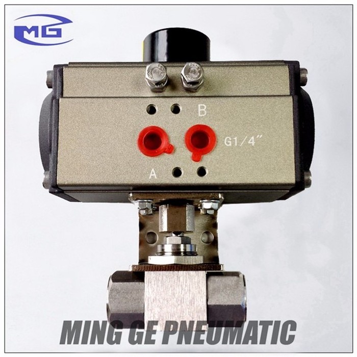 MG-QDQF-B-NPT3/8 Stainless Steel Pneumatic Actuator Control Ball Valve Double Acting Pneumatic Rotary Actuator Ball Valve