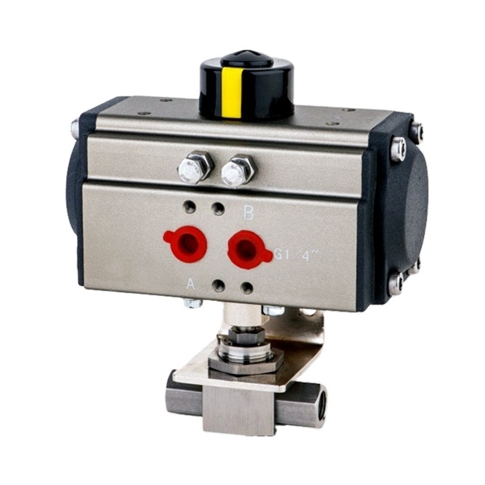 MG-QDQF-B-NPT3/8 Stainless Steel Pneumatic Actuator Control Ball Valve Double Acting Pneumatic Rotary Actuator Ball Valve