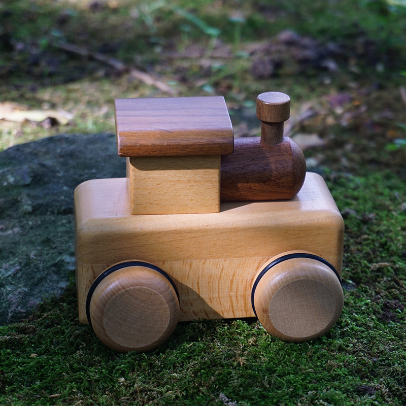 Educational Wood Toy Car For Kids Wooden Music Box Train