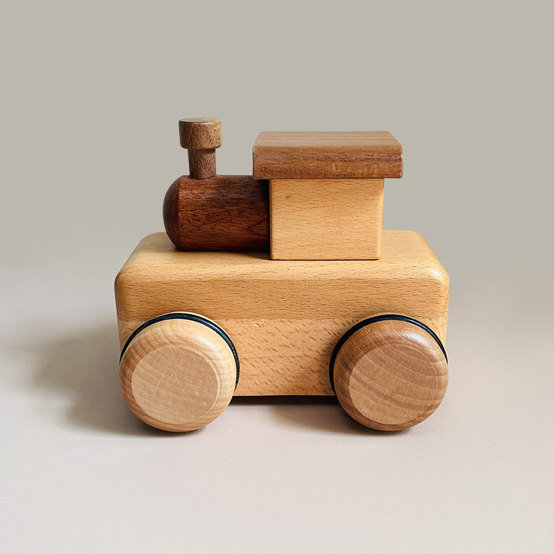 Educational Wood Toy Car For Kids Wooden Music Box Train