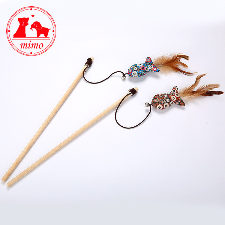 Pet Cat Teaser Mouse Toys Wood Wand Cat Catcher Teaser Rod Stick Cat Interactive Toys Mice Scratching  Toys