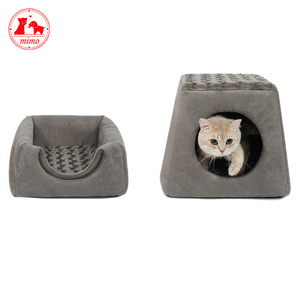 2 Colors  Foldable 2 in 1 Soft Sofa Cat Bed Cave House Sleeping Bag for Hamster Squirrel Small Animal