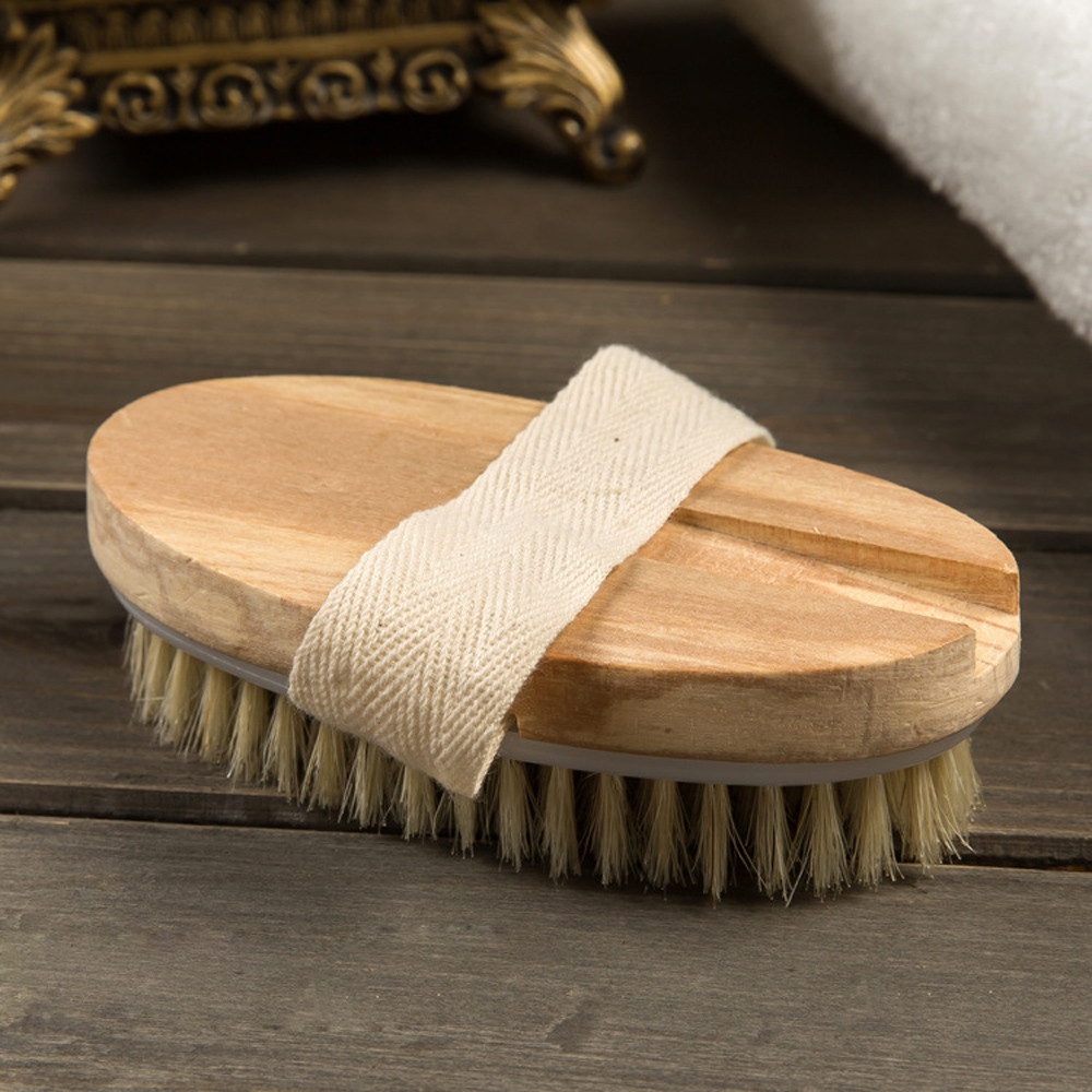 1Pc Bath Brush Long Wood Handle Reach Back Body Shower Natural Bristle Scrubber Spa Bathroom For Dry Brushing and Shower