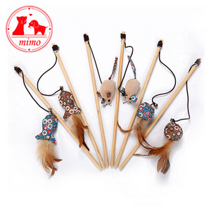 Pet Cat Teaser Mouse Toys Wood Wand Cat Catcher Teaser Rod Stick Cat Interactive Toys Mice Scratching  Toys