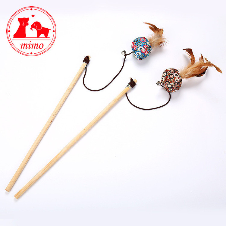 Pet Cat Teaser Mouse Toys Wood Wand Cat Catcher Teaser Rod Stick Cat Interactive Toys Mice Scratching  Toys