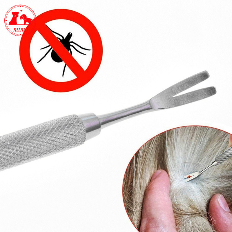 3pcs/Set Stainless Steel 2 in 1 Pet Dog Flea Treatment Tick Removal Hand Tool Set Fork Tweezers Clip Dog Cat Treatment Gadgets