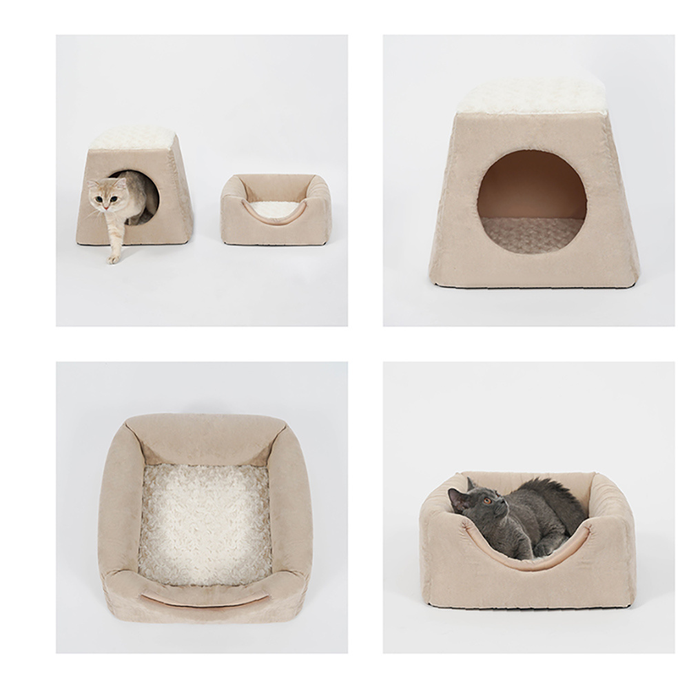 2 Colors  Foldable 2 in 1 Soft Sofa Cat Bed Cave House Sleeping Bag for Hamster Squirrel Small Animal