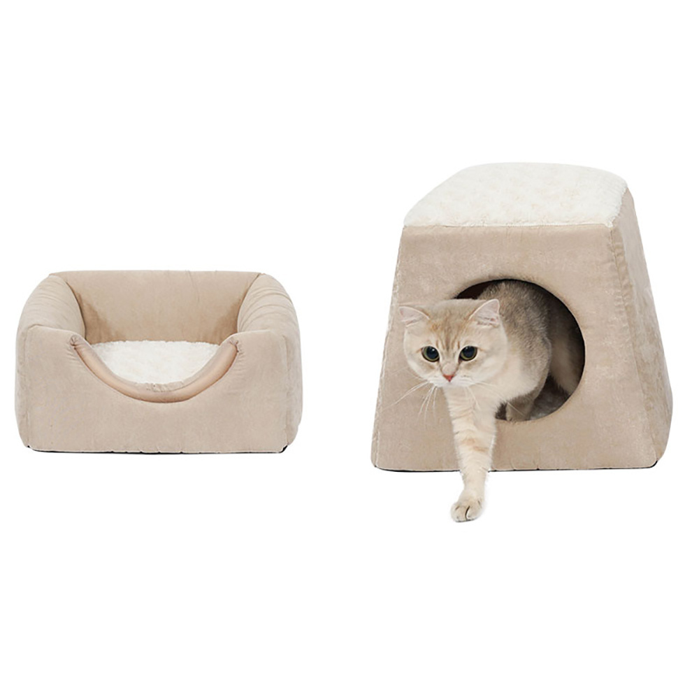 2 Colors  Foldable 2 in 1 Soft Sofa Cat Bed Cave House Sleeping Bag for Hamster Squirrel Small Animal