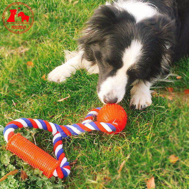 Interactive Pet Supply Dog TPR Toys Dogs Chew Teeth Cleaning Outdoor Training Fun Playing Rope Ball Toy For Large Small Dog Cat