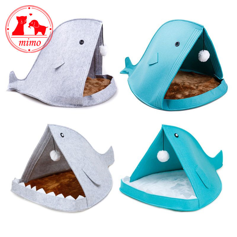 Creative Shark Nest Breathable Cat Bed Felt Pet Nest Funny Kitten Puppy Cave Bed