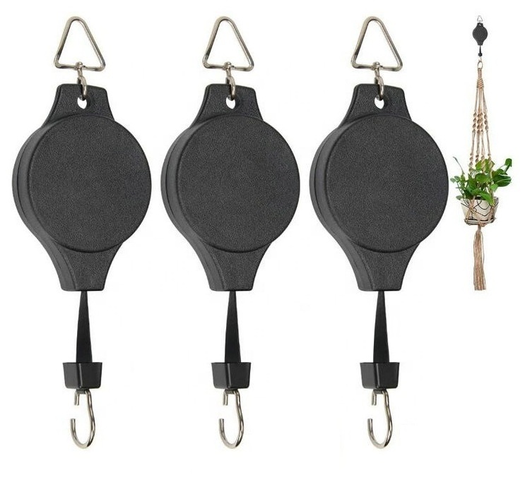 Retractable Plant Pulley Hanger With Gold Metal Ceiling Plant Hooks Heavy Duty Hanging For Garden Baskets Pots And Birds Feeder