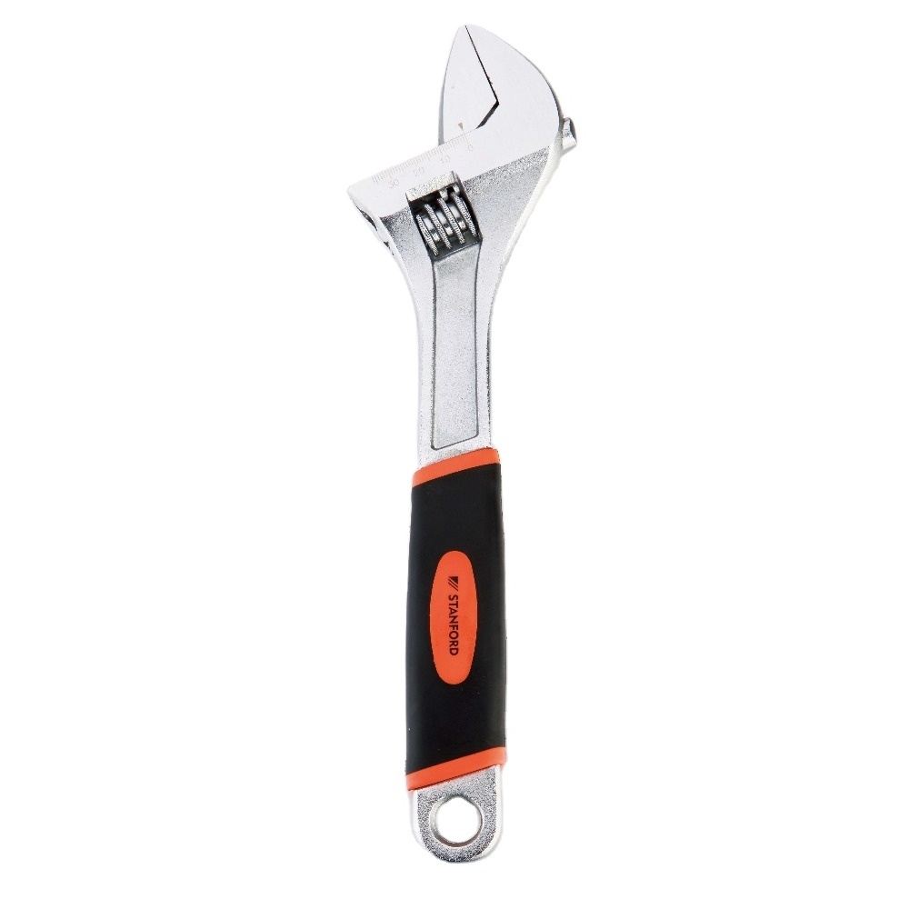 Durable Carbon Steel Adjustable Wrench with Comfortable Grip Handle