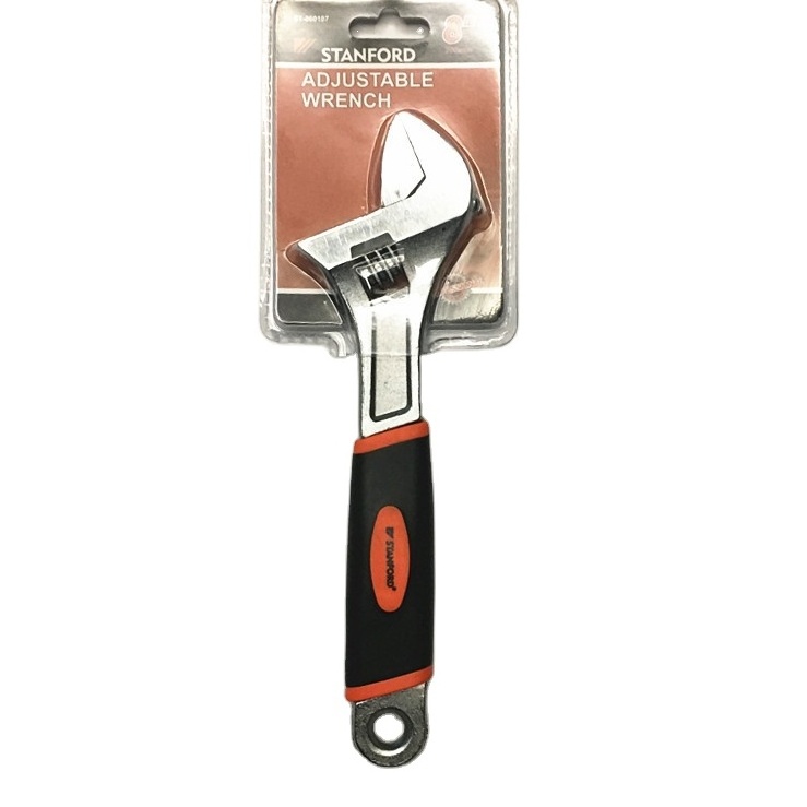 Durable Carbon Steel Adjustable Wrench with Comfortable Grip Handle