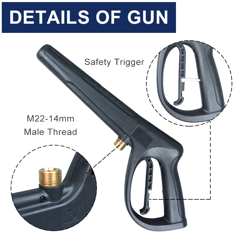 high pressure cleaning M22*1.5 160bar water gun with brass quick connection rod