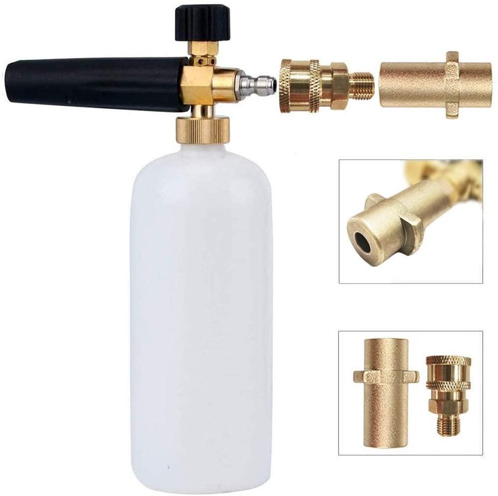 Pressure Washer Foam Cannon, Snow Foam Lance Adjustable Soap Dispenser Nozzle 1L Bottle Compatible with 1/4