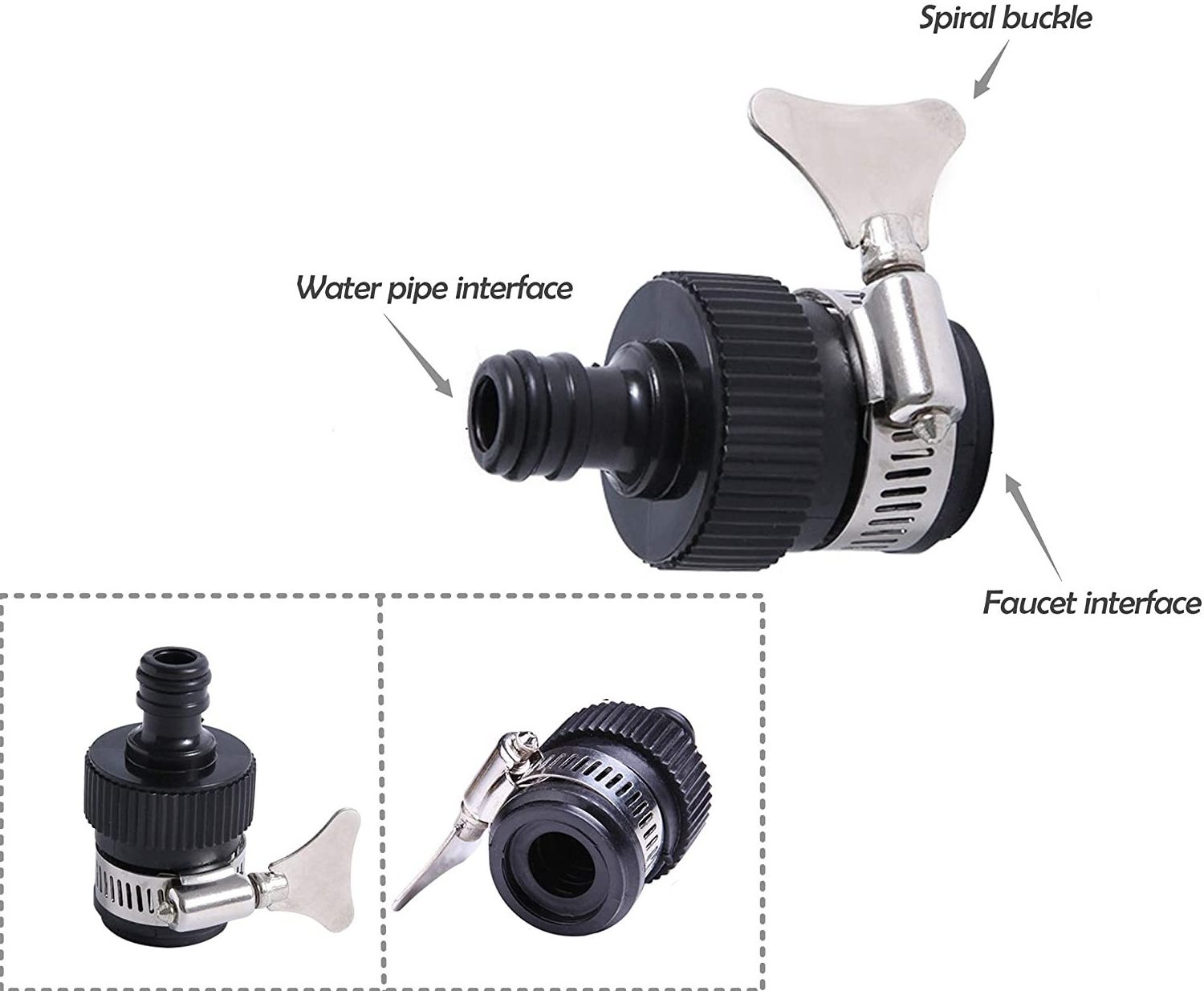 Tap Connector Universal Adjustable Adapter Hose Pipe Fitting for Kitchen Gardening Car Washing Cleaning